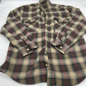 NK RANCH Red Beige FLANNEL LONG SLEEVE SHIRT MEDIUM